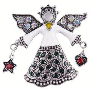 🌺 🌺 🌺 Retro White Angel Brooch - Pin - Bag Charm